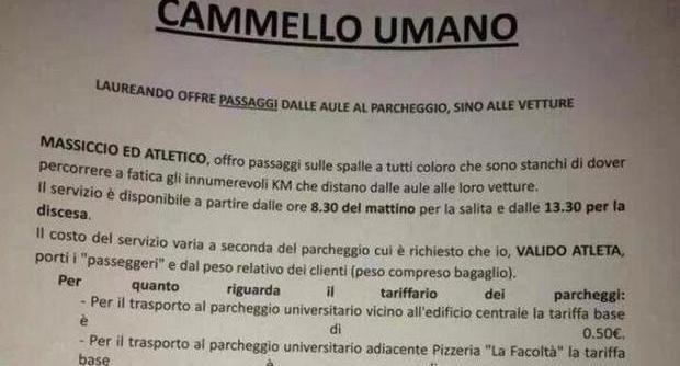Parcheggio lontano? Ecco il 'cammello umano' articolo