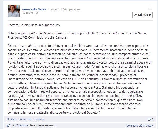 post Galan su Facebook Iva
