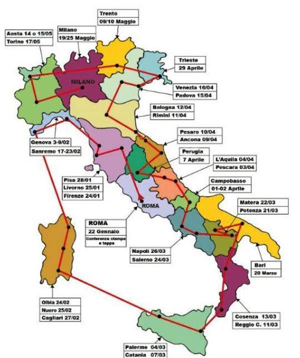 le tappe del tour