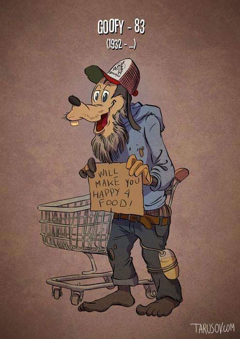 Se i personaggi dei cartoni animati invecchiassero sarebbero così! articolo