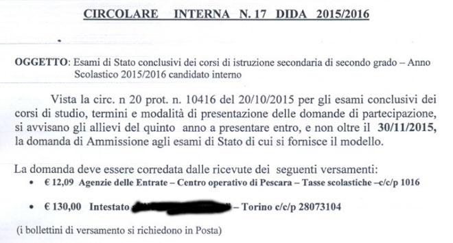foto di contributo scolastico volontario maturità