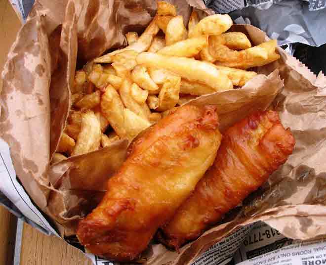 foto di mangiare fish and chips a Londra