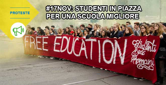 foto di manifestazione studenti 17 novembre giornata internazionale dello studente