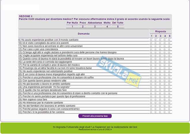 test con domande