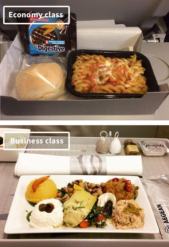 Cibo in aereo: Prima Classe vs Economy articolo