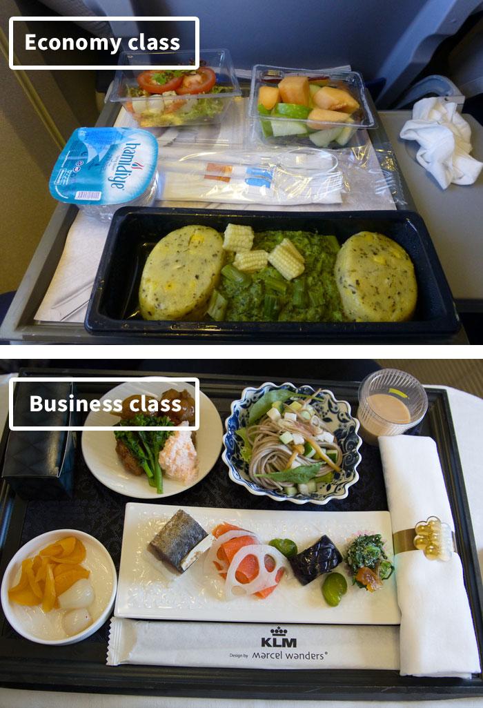 Cibo in aereo: Prima Classe vs Economy articolo