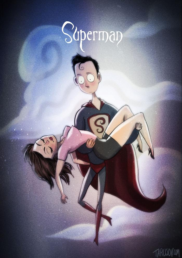 Come sarebbero i Supereroi se fossero stati disegnati da Tim Burton articolo