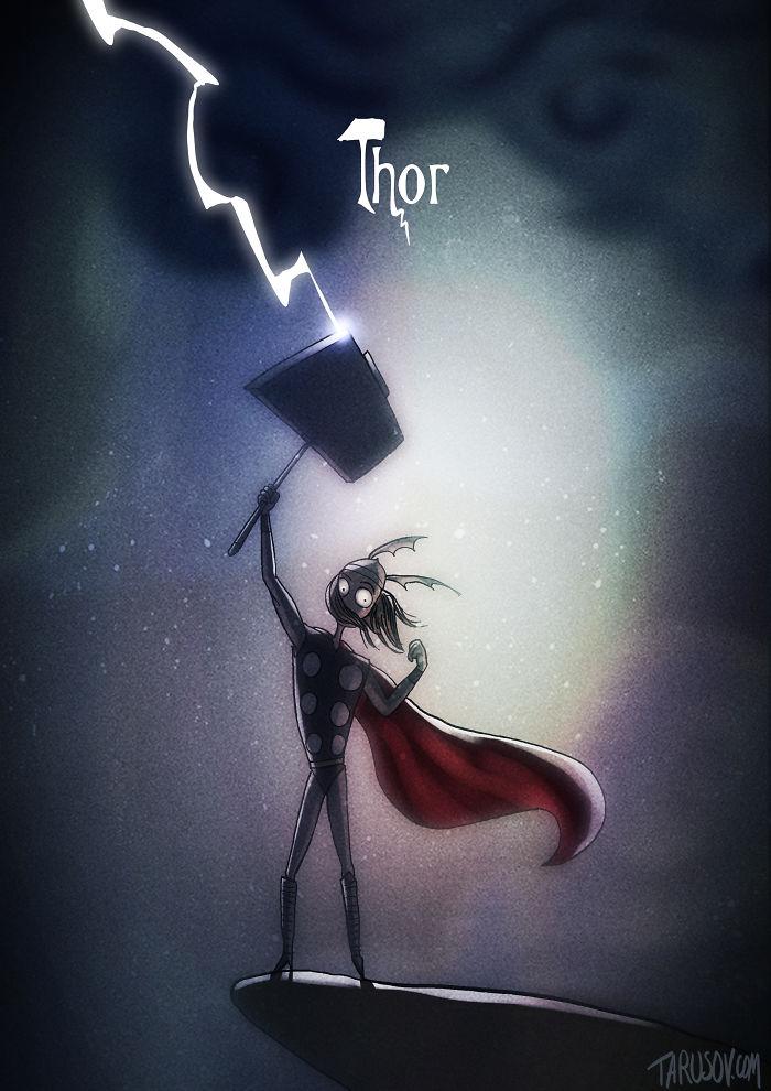 Come sarebbero i Supereroi se fossero stati disegnati da Tim Burton articolo