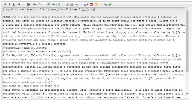formattazione articolo