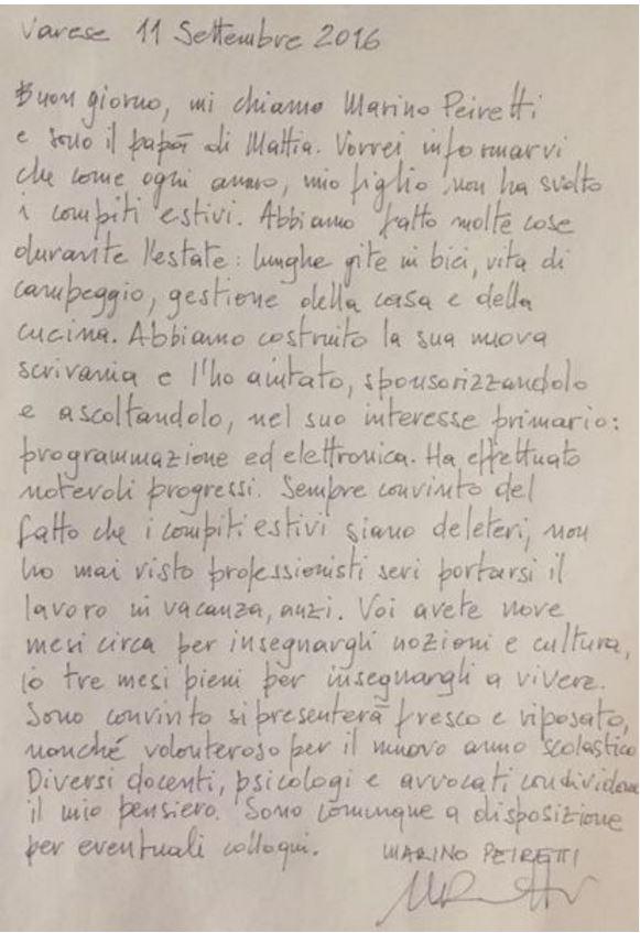 Gite in bici al posto dei temi, la lettera del papà contro i compiti per le vacanze