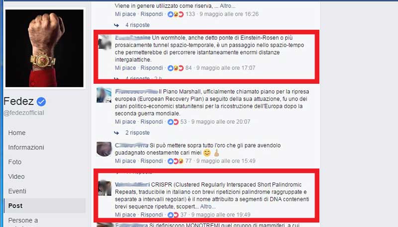 fedez e commenti social