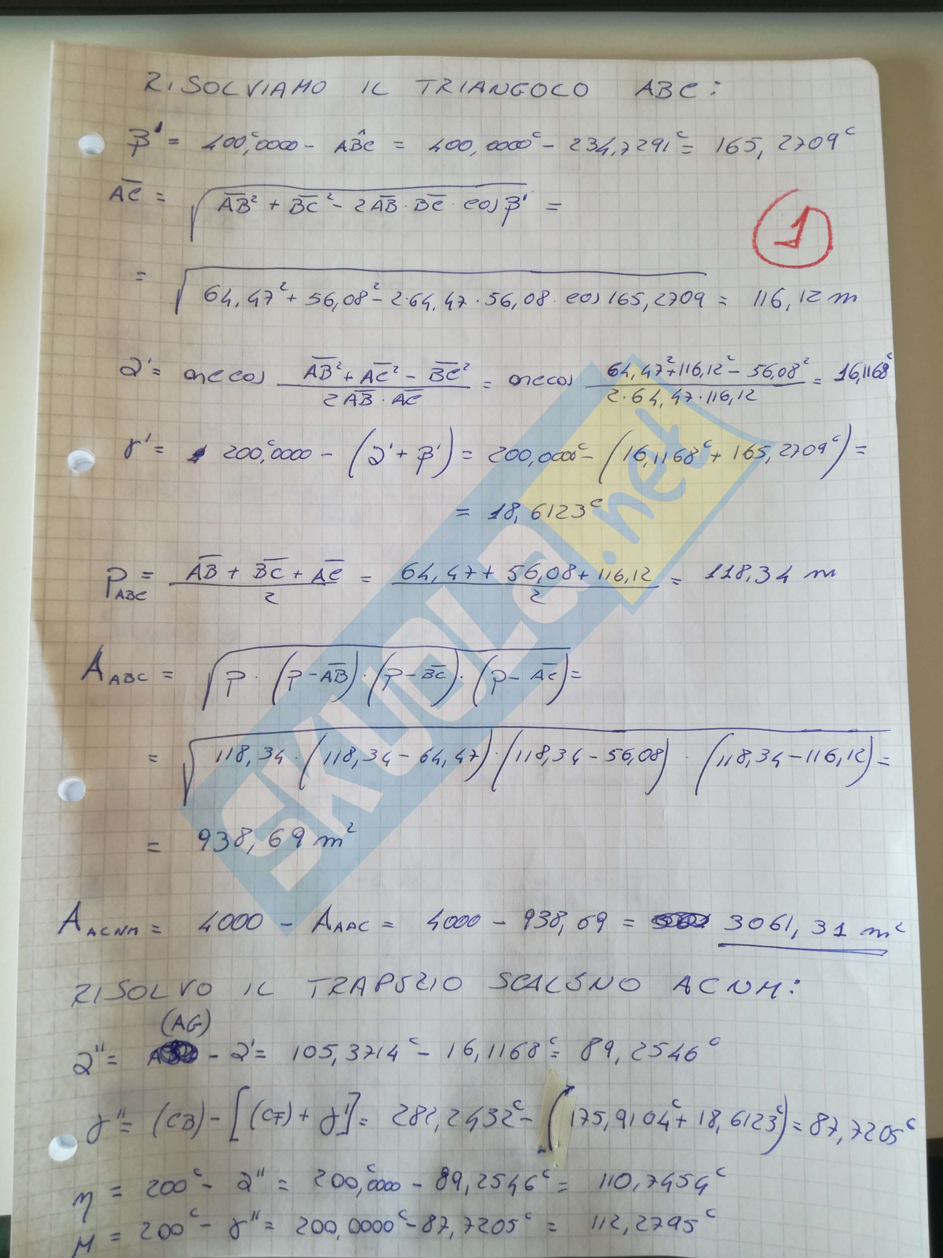 Soluzione Topografia Seconda Prova Maturità 2017, Traccia Istituto ITCAT articolo