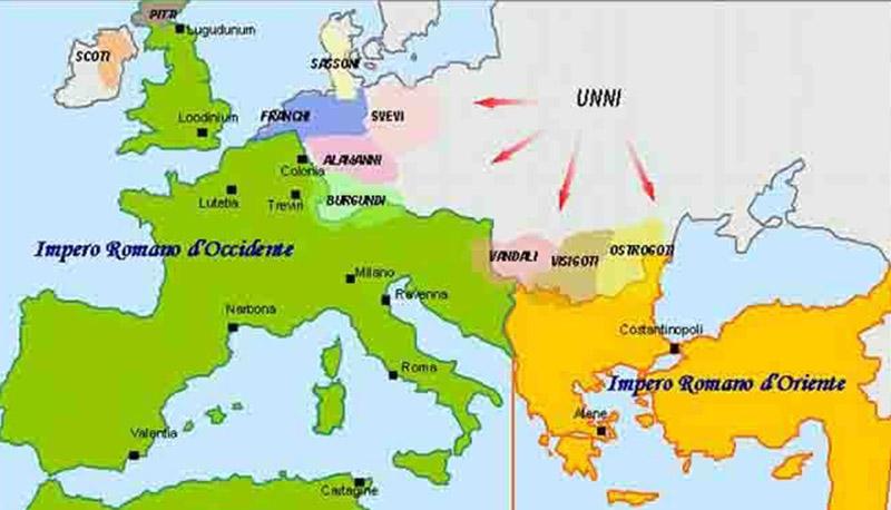 la divisione dell'Impero romano