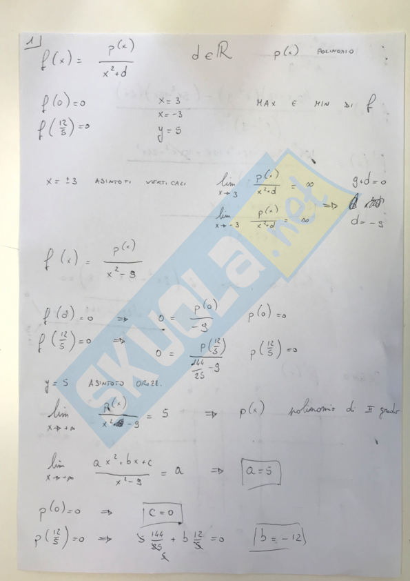 seconda prova quesiti matematica