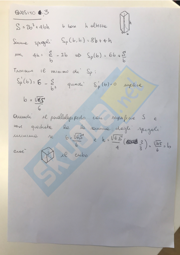seconda prova quesiti matematica