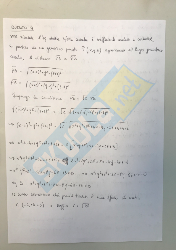 seconda prova quesiti matematica