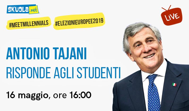 #MeetMillennials: il 16 maggio Tajani risponde agli studenti su Skuola.net