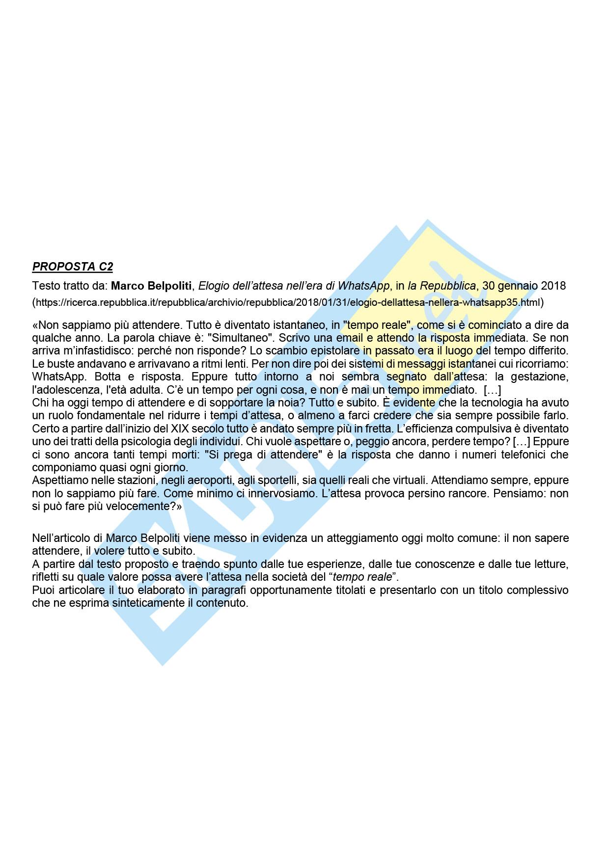Tracce prima prova Maturità 2023