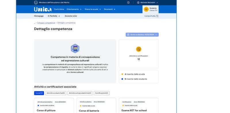 Dettaglio competenze E-Portfolio