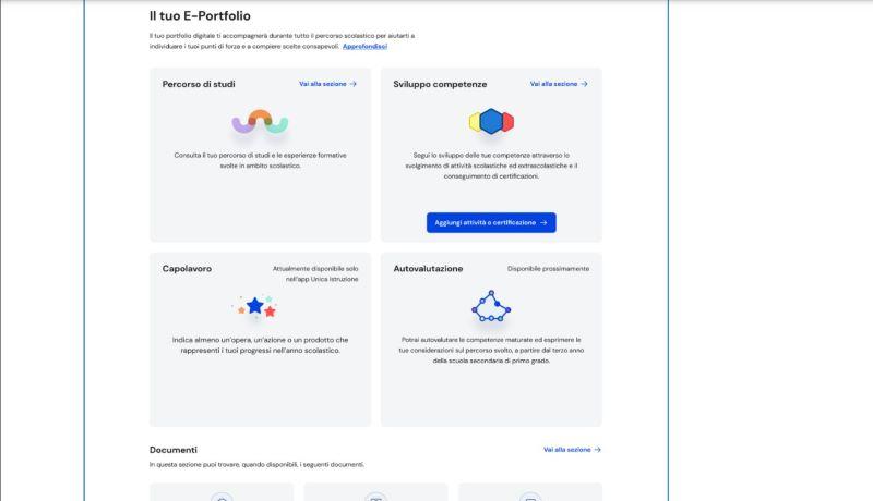 schermata E-Portfolio