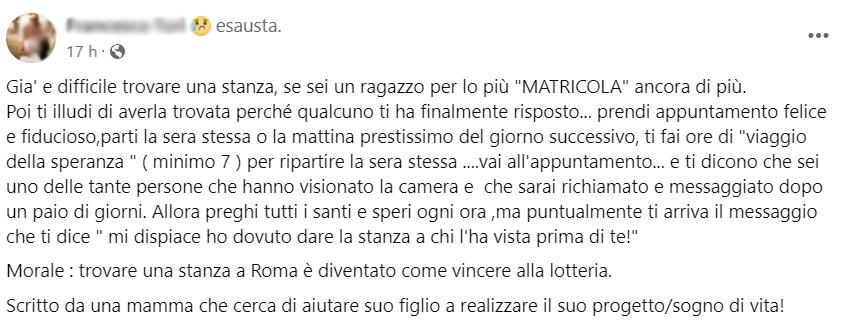 Mamma di fuorisede si sfoga: se sei matricola impossibile trovare alloggio articolo