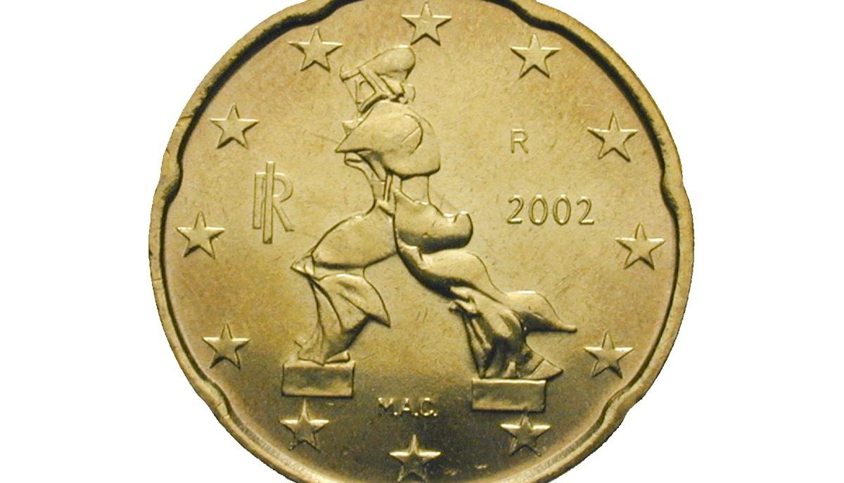 Moneta da 20 centesimi opera Boccioni