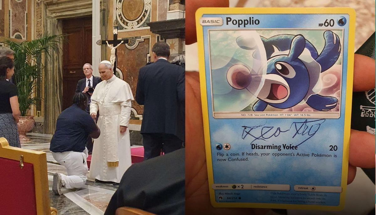 Papa firma carta dei Pokémon