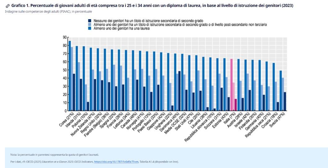 Grafico accesso università in base ai genitori
