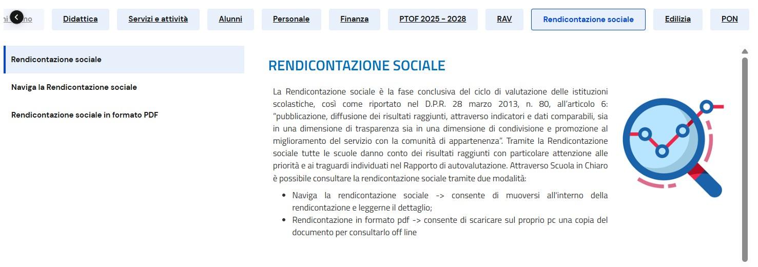 Sezione rendicontazione