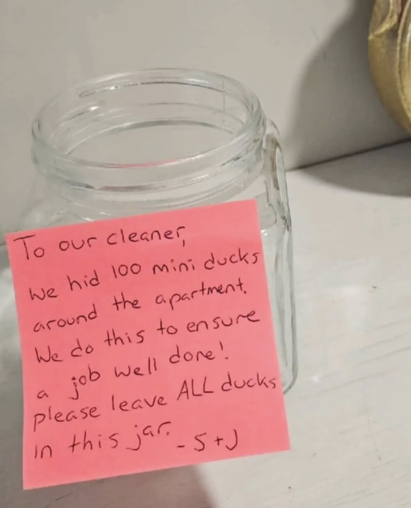 Nascondono 100 paperelle per testare l'addetta alle pulizie: la sua reazione &egrave; epica articolo