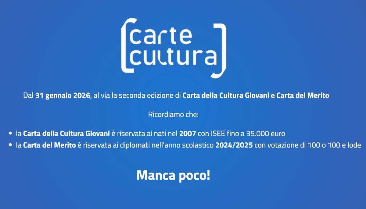 Bonus cultura 2026, al via le richieste dal 31 gennaio: date e novità