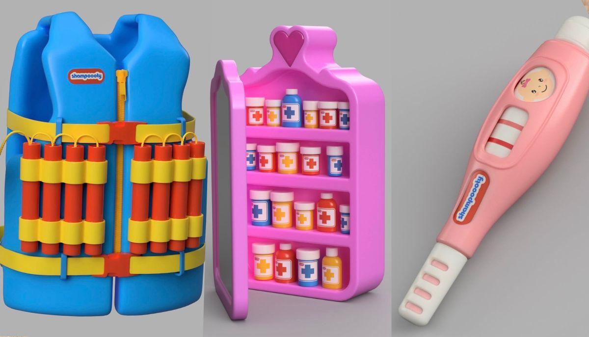 Dal set "Primo Intervento Estetico" al "Kit della Carriera": i finti giocattoli che denunciano la fine dell'infanzia