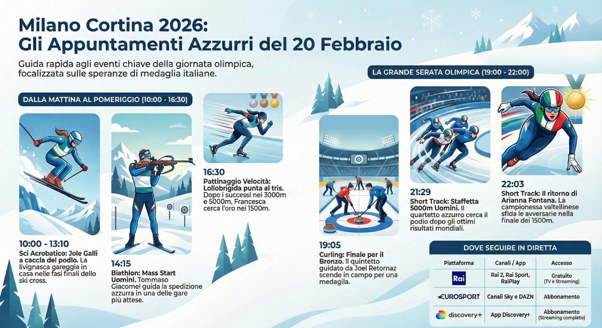 programma olimpiadi 20 febbraio