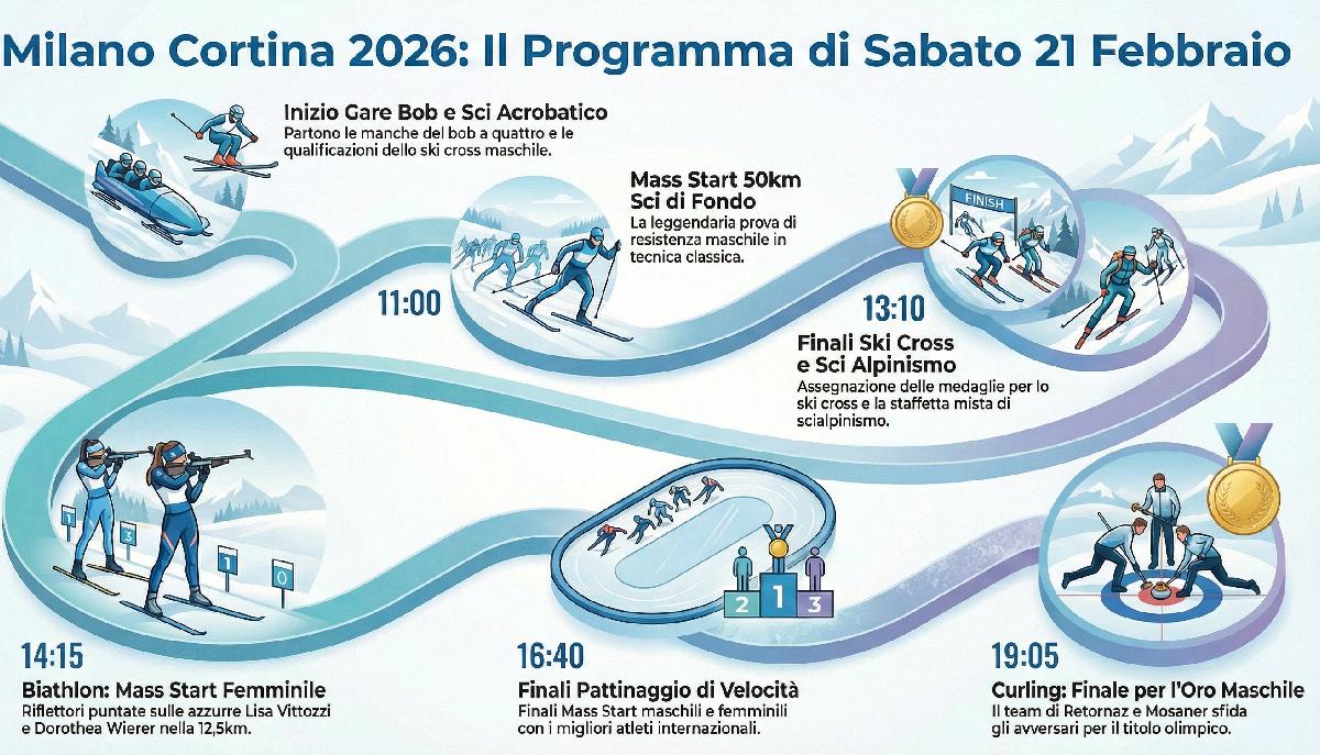 Milano Cortina 2026: orari e guida completa per non perderti neanche una medaglia il 21 febbraio articolo