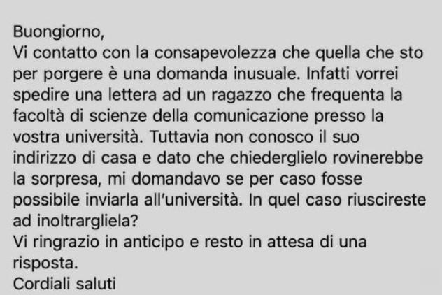Studentessa vuole inviare la sua lettera d'amore all'universit&agrave;: "Potete girarla a quel ragazzo?" articolo
