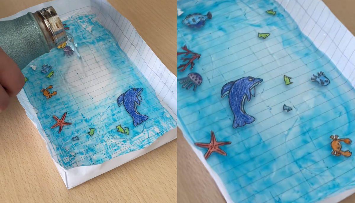 La creatività non ha limiti: ecco come un acquario di carta (fatto a scuola) sta conquistando TikTok