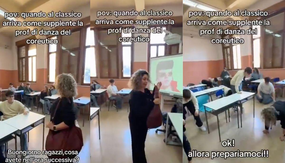 La supplente del coreutico prepara al compito di greco dell'ora successiva: il video è virale