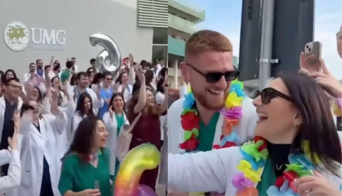 Dopo 6 anni di Medicina, grande party collettivo all'università: il video dei camici bianchi in festa