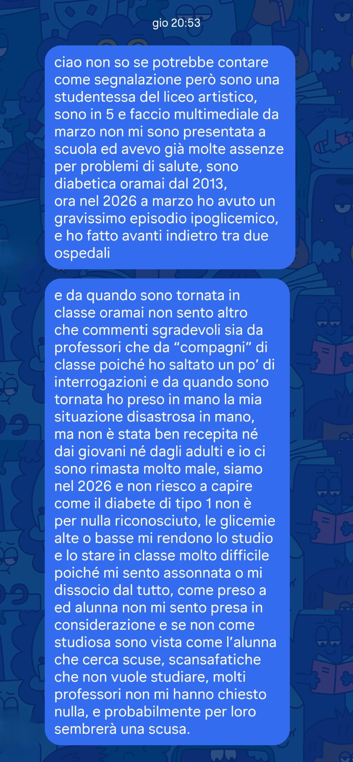 Messaggio della studentessa