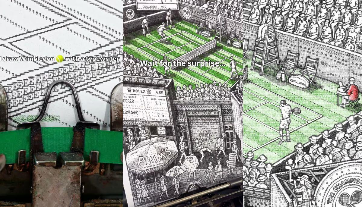 Un artista ricrea il campo di Wimbledon usando solo una macchina da scrivere
