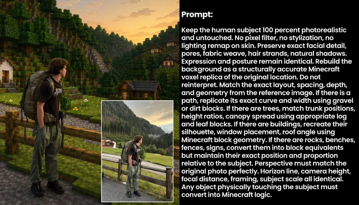 Vuoi rendere le tue foto in stile Minecraft? Copia questo prompt