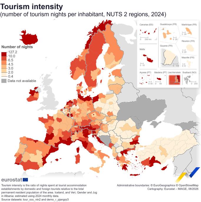 tourism intensity eurostat 2024