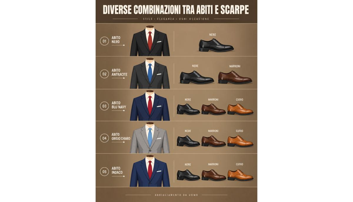 Come abbinare scarpe e abito da uomo: i colori che funzionano articolo