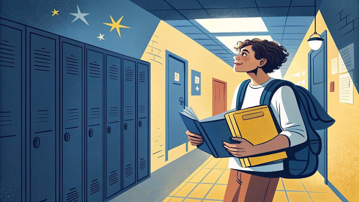 Studente alle prese con la prima superiore tra quaderni ordinati e nuovo metodo di studio