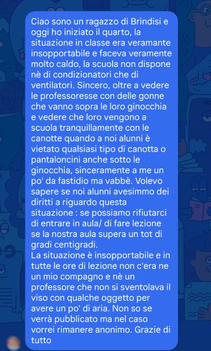 segnalazione caldo studente