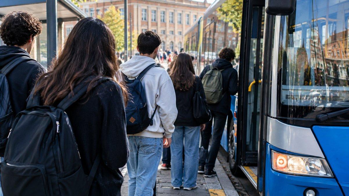 Studenti salgono sul bus