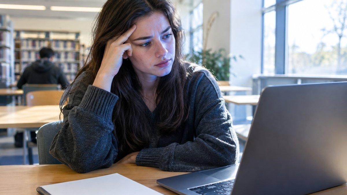 Giovane studente riflette sull’uso dell’intelligenza artificiale per studiare