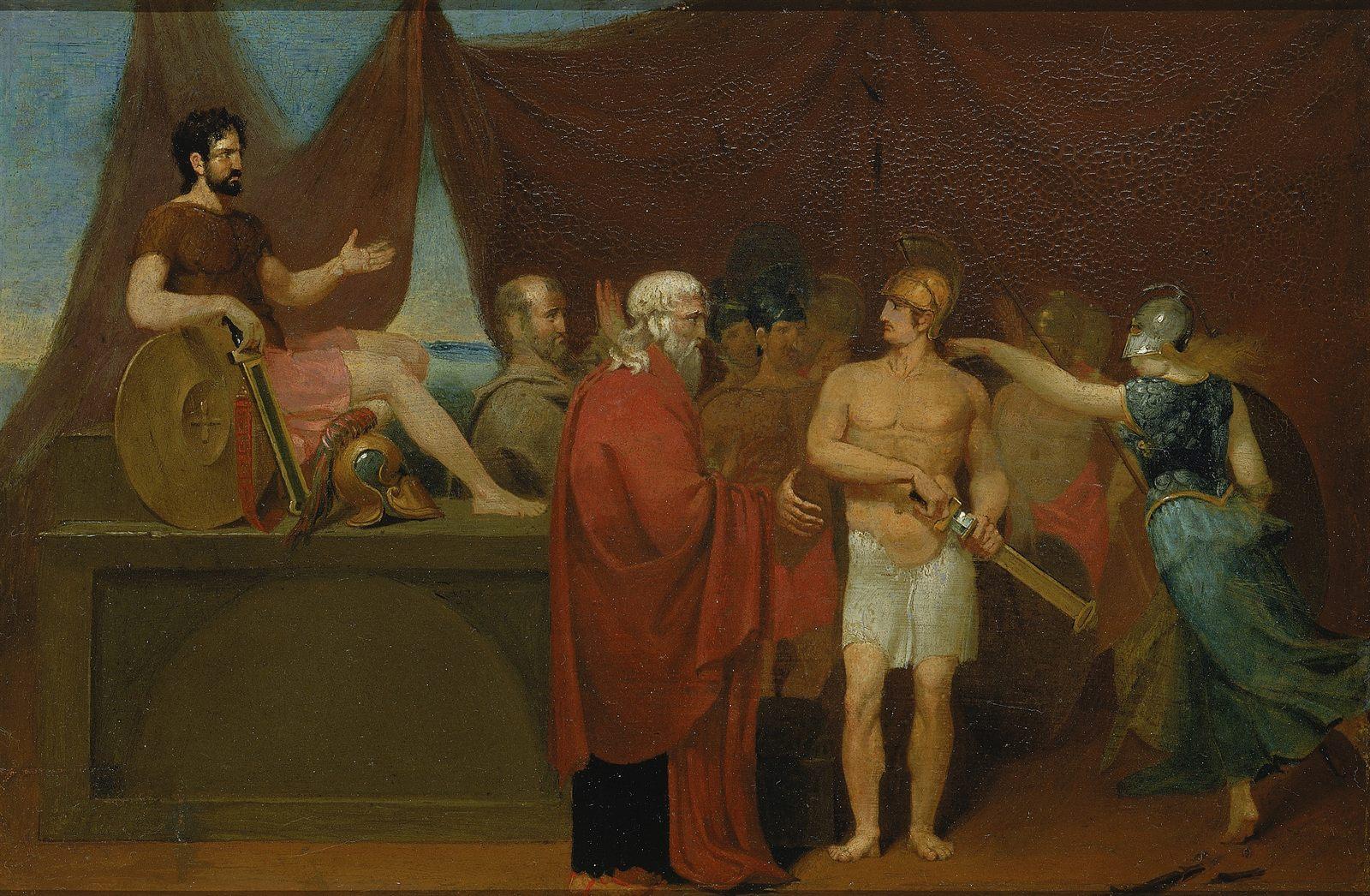La lite tra Achille e Agamennone nell'Iliade in un dipinto