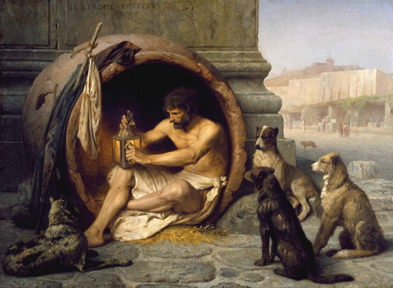 Diogene di Sinope, dipinto di Jean-L&eacute;on G&eacute;r&ocirc;me sul filosofo cinico