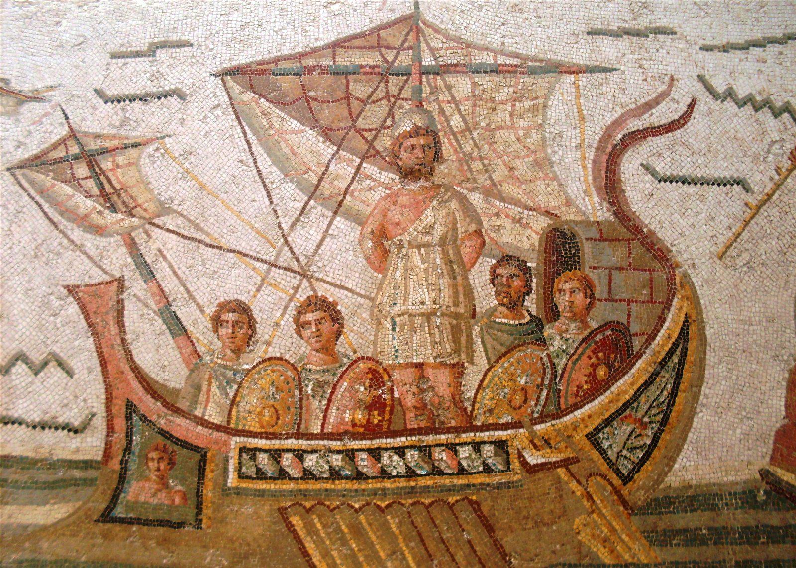 Ulisse e le Sirene, mosaico romano del Museo del Bardo ispirato all'Odissea